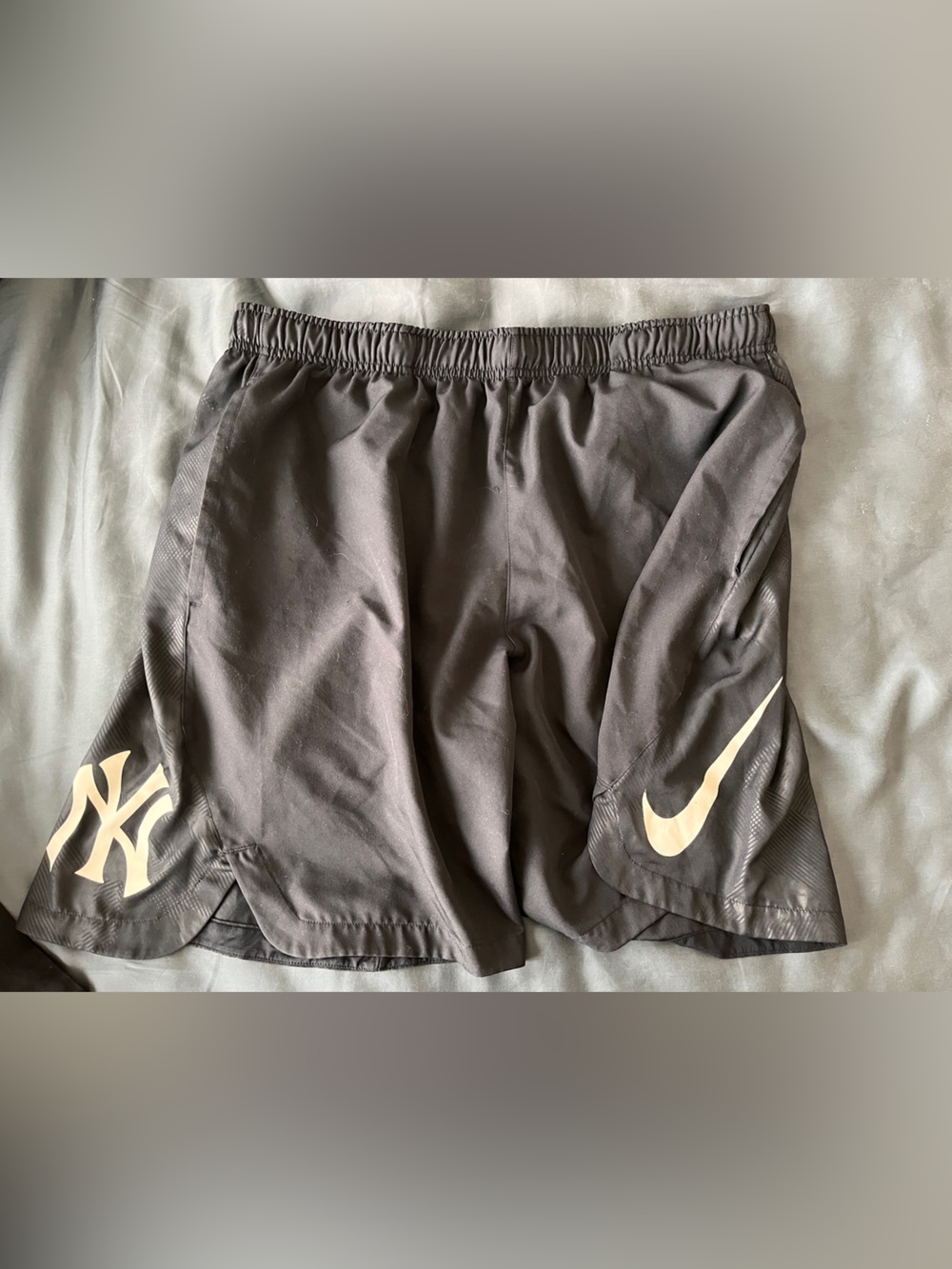 Yankees MLB Nike Black Dri-FIT Performance Shorts with Silver Waistband